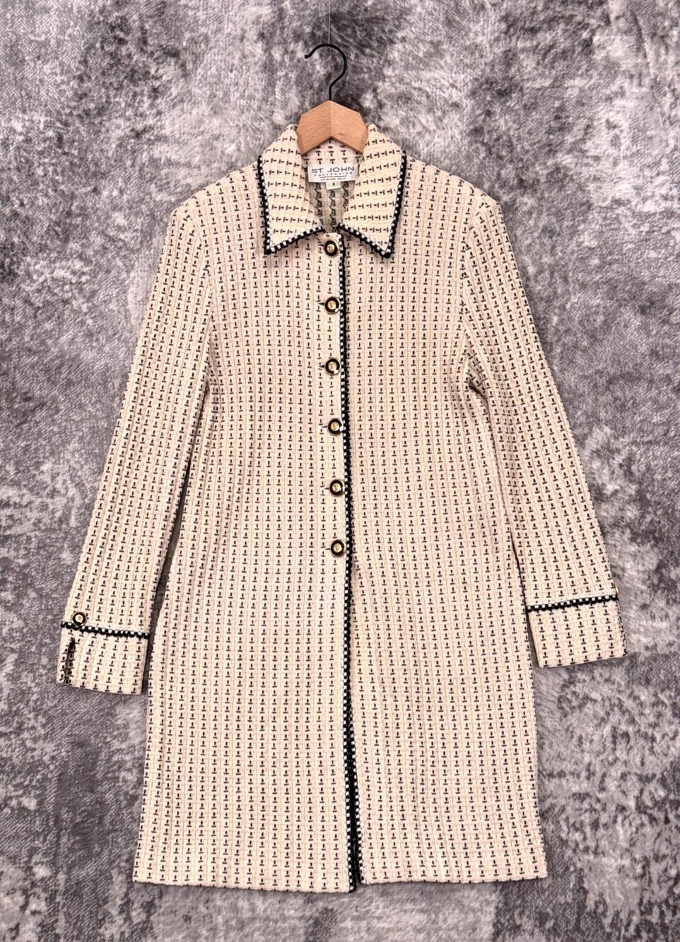 St John Jacket 8 Womens Santana Knit Button Front Long Coat